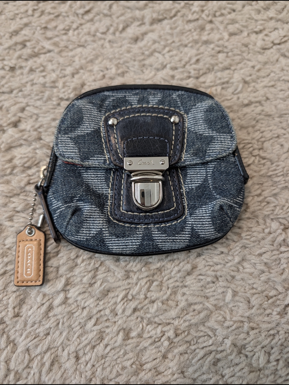 Coach Denim Poppy Signature Coin Pouch